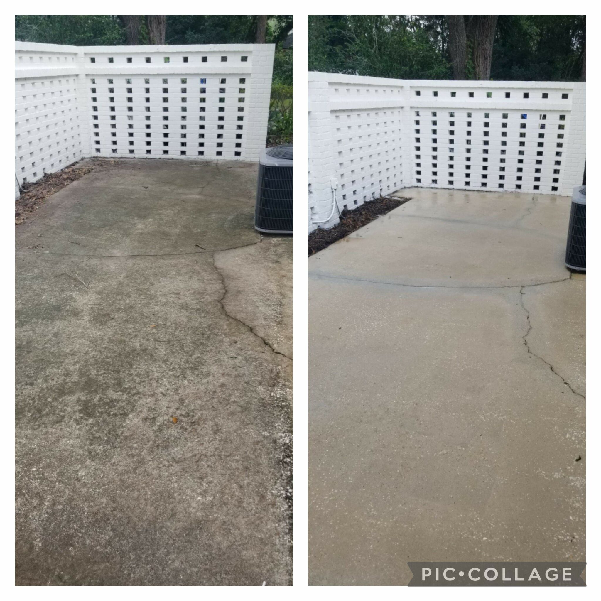 before and after photo of dirty and clean concrete